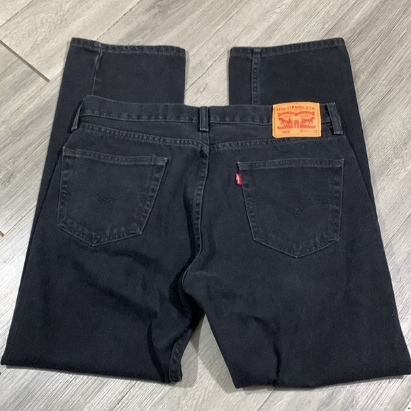 Levi’s 505 Black Straight Fit 100% Cotton Zip Fly Jeans size 34x30 - Picture 3 of 12